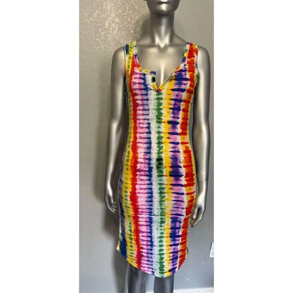 Absolutely Love It Tie-Dye Sleeveless Bodycon‎ Dress Large